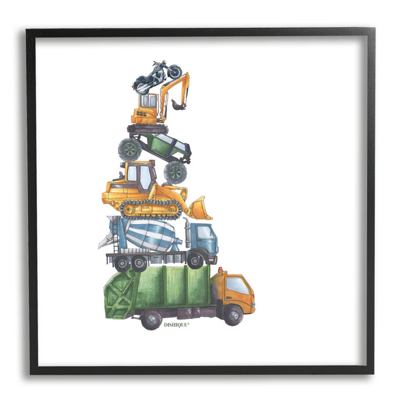 Art texturé sur bois par camion, Giclée encadrée noir minuit, H 12 po x l 12 po x P 1,5 po