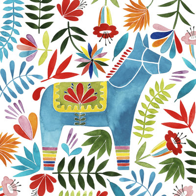 Festive Otomi I - Wrapped Canvas Print