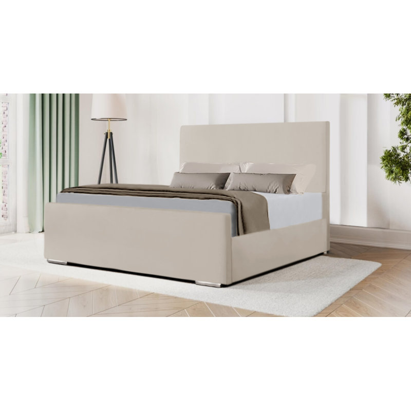 Bevilacqua Upholstered Bed, Cream, UK Double - DE 135 x 190 cm
