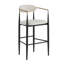Ensemble de 2 tabourets de bar rembourrés avec dossier pour îlot de cuisine, assise en similicuir beige, pieds en fer noir, capacité de poids de 260 lb