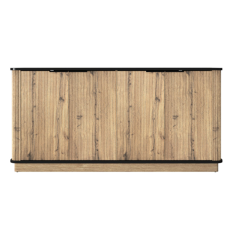 Buffet avec fonctions multifonctionnelles pour téléviseur et vaisselle, avec poignée élégante en métal arrondie, hauteur de 29,6 pouces