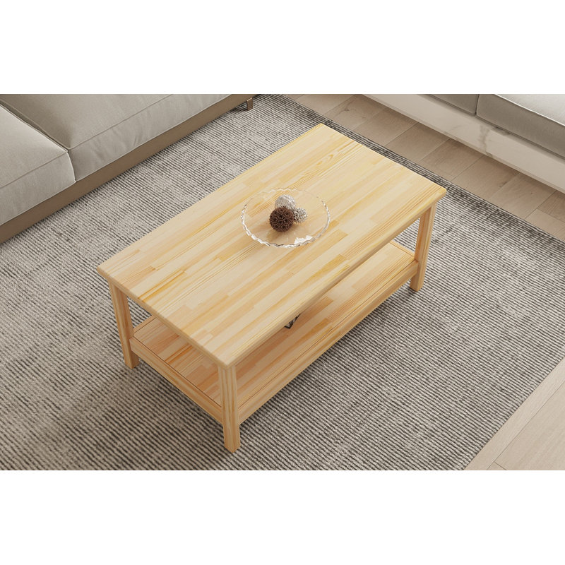 Table basse à 4 pieds en bois massif avec rangement Tazewell