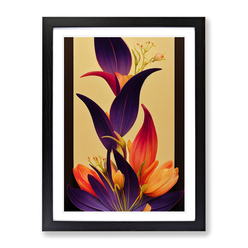 XV1022-4532X The Extravagant Flowers 1 Piece Single Picture Frame Wall Art, 46cm H x 34cm W x 2cm D, Black