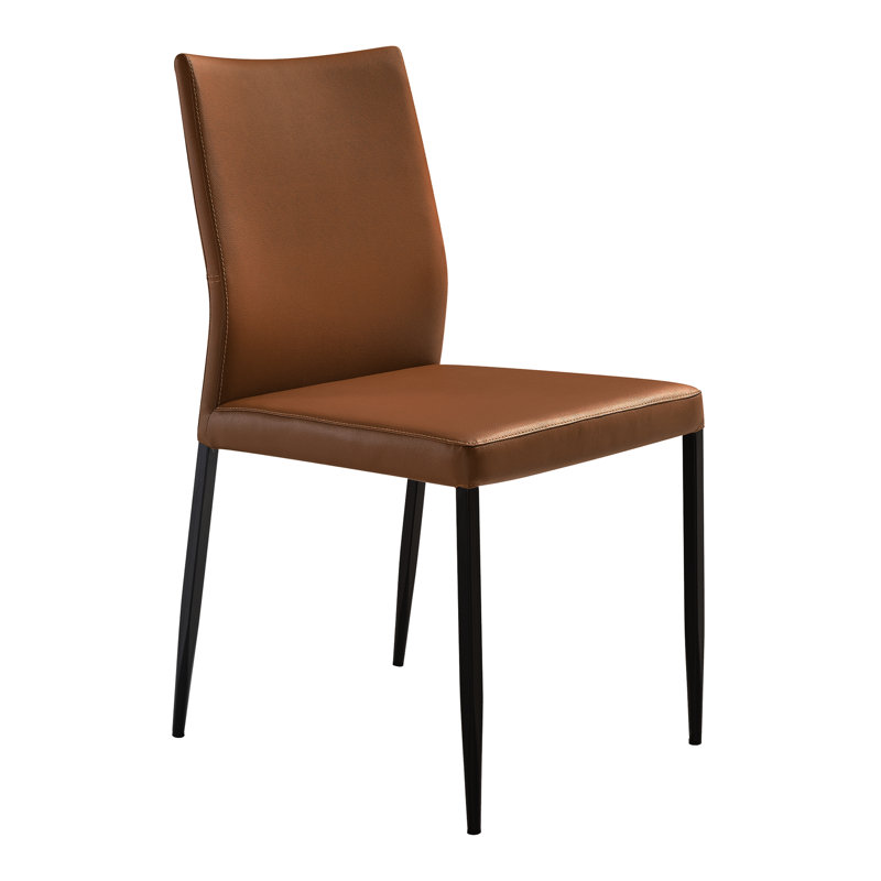 Chaise de salle à manger rembourrée en similicuir brun, pieds en métal noir, livrée montée, idéale pour la cuisine, hauteur d'assise 46 cm, multifonctionnelle, entièrement assemblée, hauteur 86 cm