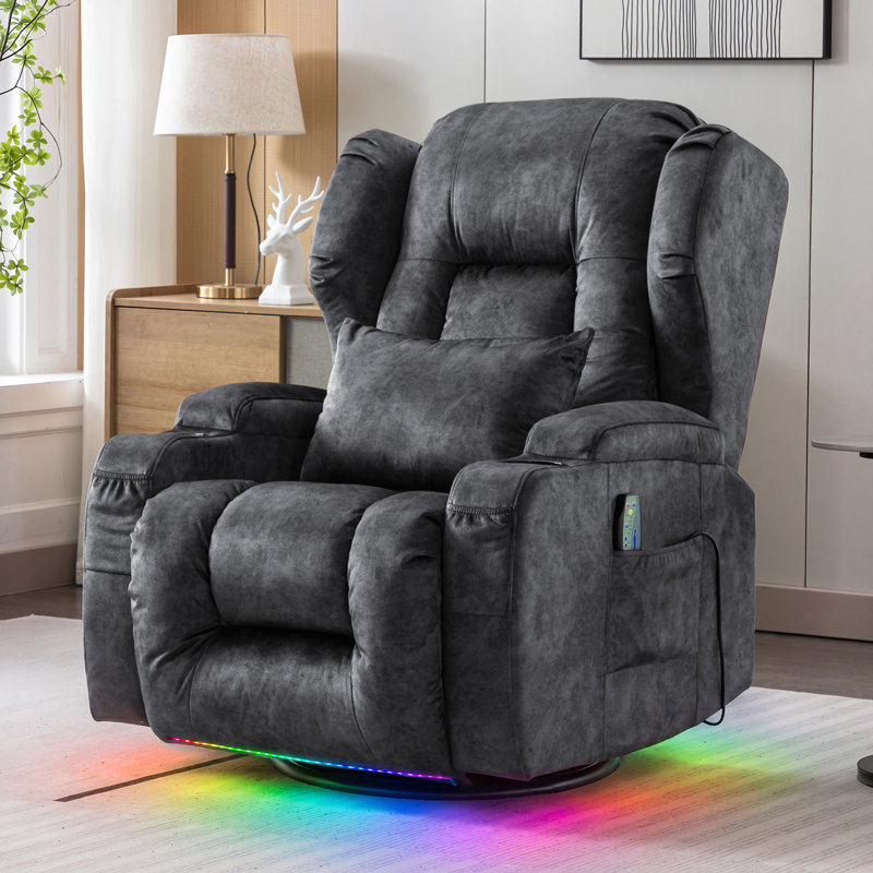 Upholstered Power Recliner, Gray