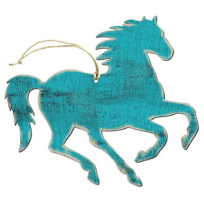 Ornement en bois rustique running cheval