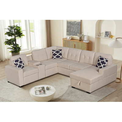 Multifunctional Modular L - Shaped Sectional Sofa With Built - In Cup Holders, Hidden Storage Compartments And Convertible Seating For Versatile Living Spaces