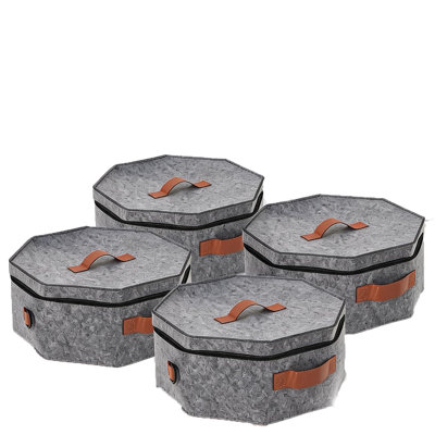 Ensemble de 4 boîtes de rangement pliables en feutre pour chapeau - Étuis en forme de losange portatifs et résistants à la poussière pour chapeaux de cowboy, Fedora et Sun à large bord - Idéal pour le garde-robe de la maison - 17 po - Rangement pour porte-chapeaux
