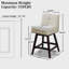 Tabouret de bar pivotant à hauteur de comptoir 26,77 pouces (ensemble de 1) avec dossier ouvert et pieds en bois de chêne, garniture cloutée pour pub, bistro, cuisine, café-1857480130-1857480135