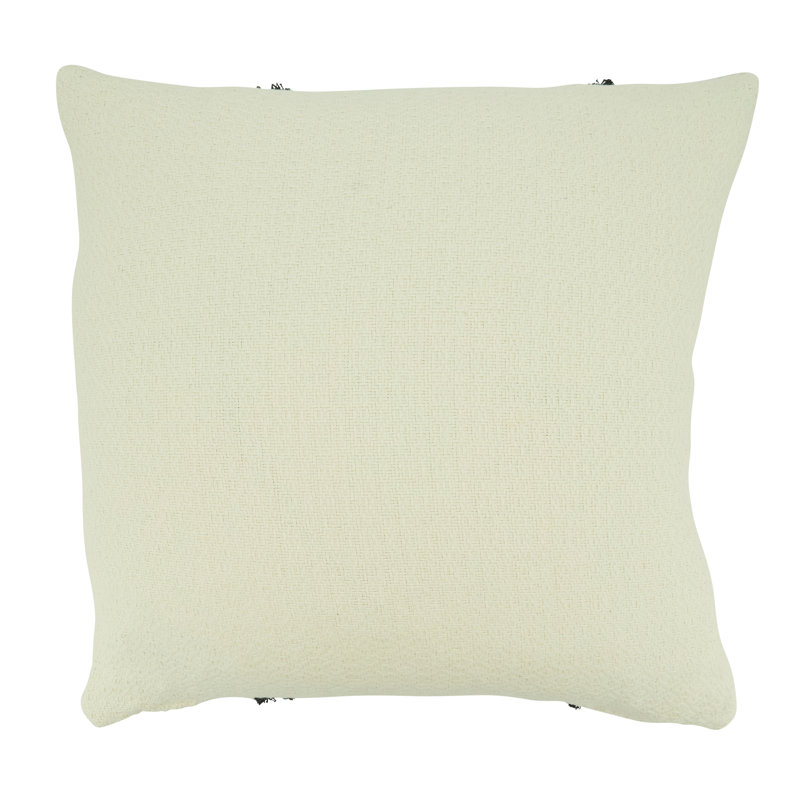 Black and White Cotton Cord Appliqué Square Throw Pillow