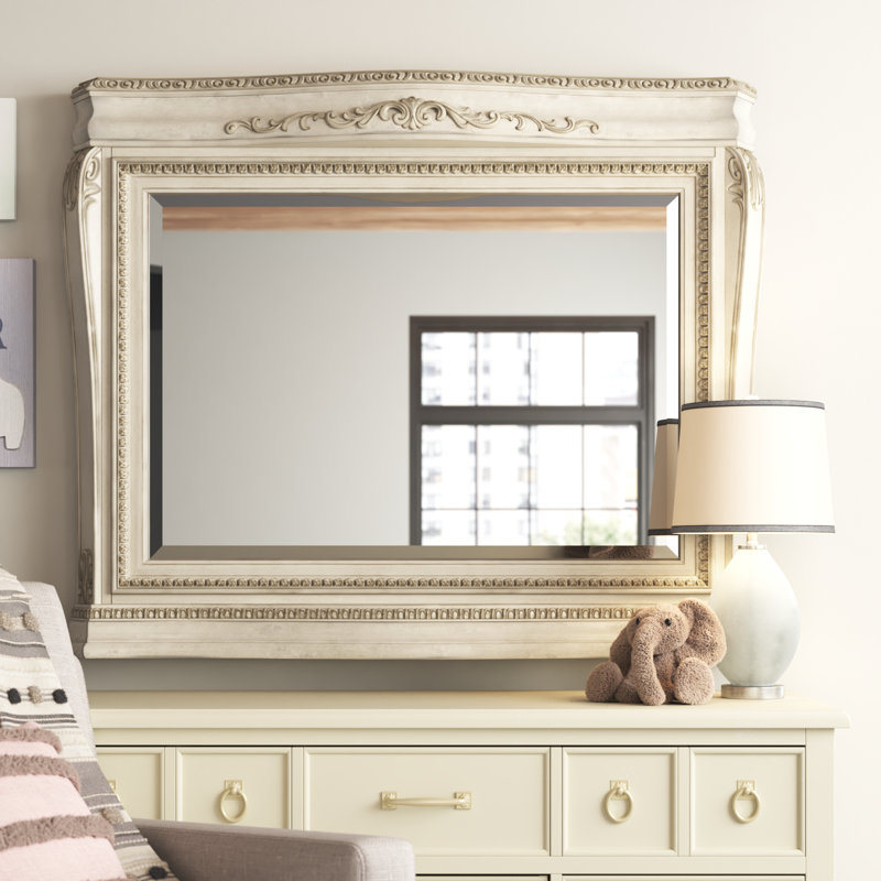 Aguon Wood Flat Wall Mirror, Ivory
