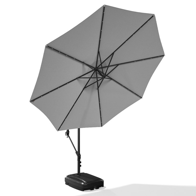 Aiswarya 3m Cantilever Parasol with LED Light, Light Grey