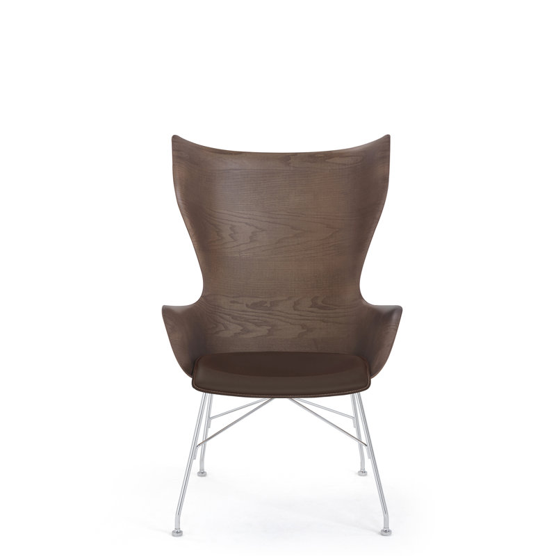 K/Wood Lounge Chair, Dark Wood/Crhome