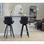 Tabouret de bar à hauteur fixe avec pivot en bois noir et similicuir noir avec repose-pieds rond en métal noir - ensemble de 2-1204226496-1204226497
