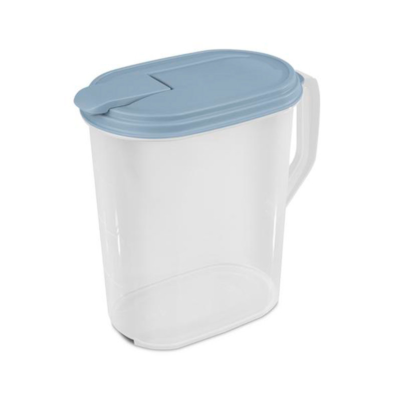 Sterilite 1 Gallon Plastic Hinged Pitcher with Comfort Grip Handle, Blue, 6 Pack