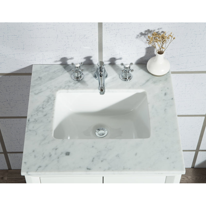 Elizabeth 24" Single Bathroom Vanity Set with Mirror, Pure White
