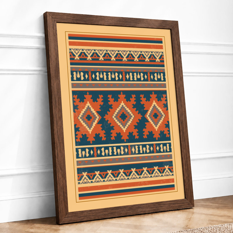 Tribal Weave Geometric - Framed Print, Walnut, A3 - 42.0 x 29.7 cm