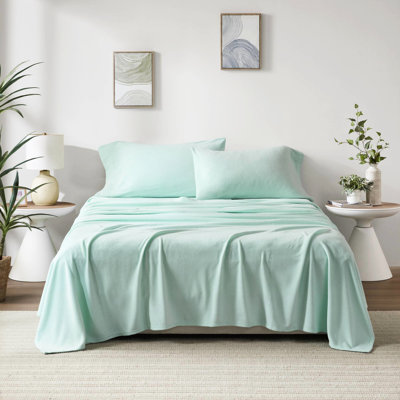 Ensemble de 3 draps pour lit simple TG - 100% molleton, moelleux, bouloc, lavable à la machine, draps plats et ajustés, 1 taie d'oreiller
