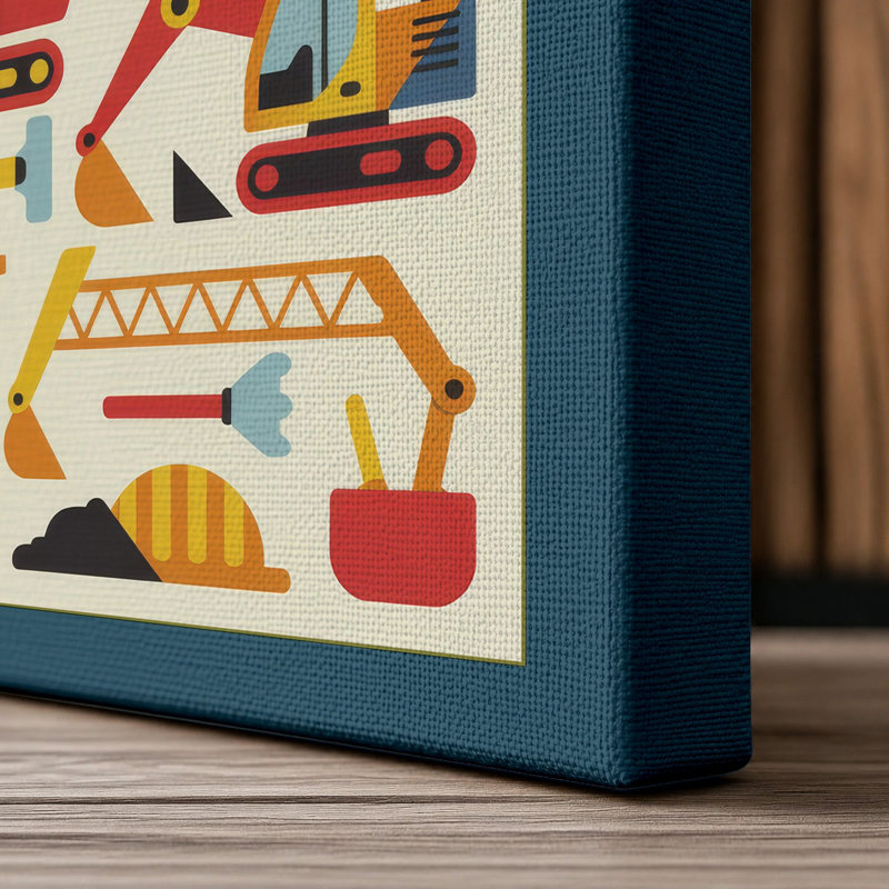 Industrial Tools Grid Geometric 1 Piece Wrapped Canvas Wall Art, 18x12 - 45.7 x 30.5 cm, Teal Border