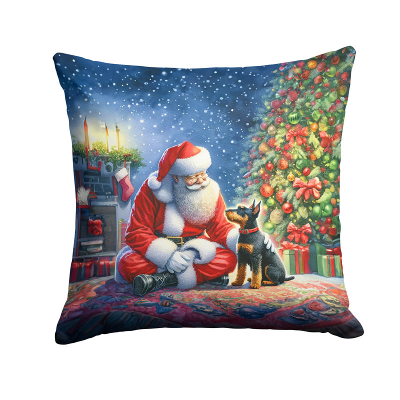 Coussin Manchester Terrier and Santa Claus, H 18 po x l 18 po