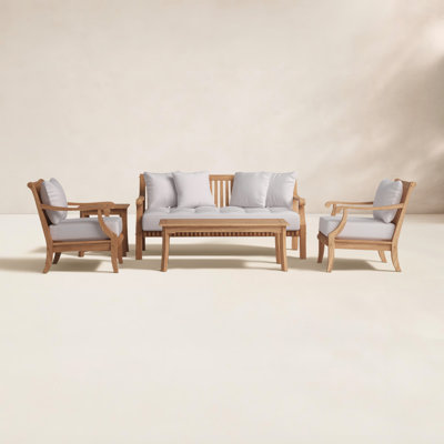 Mabrey 5-Person Teak Complete Patio Set