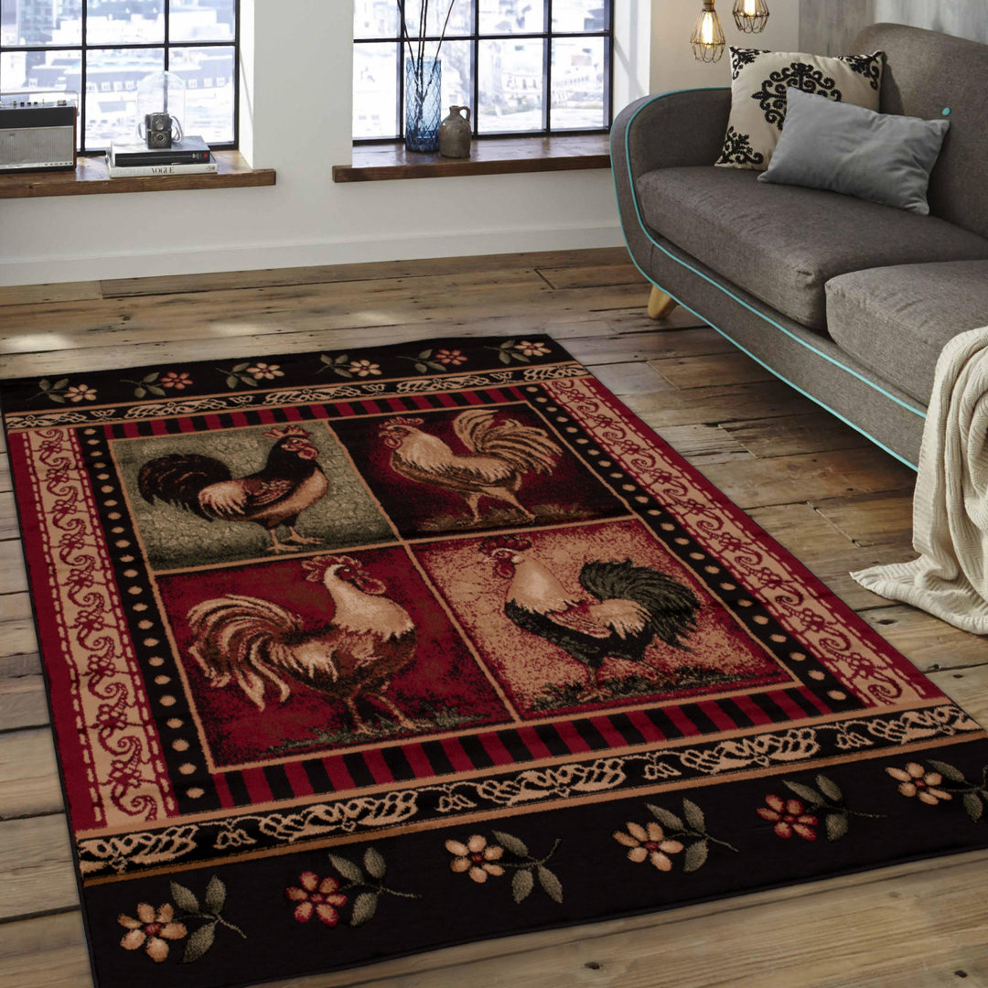 Colombier Oriental Red Area Rug August Grove® Rug