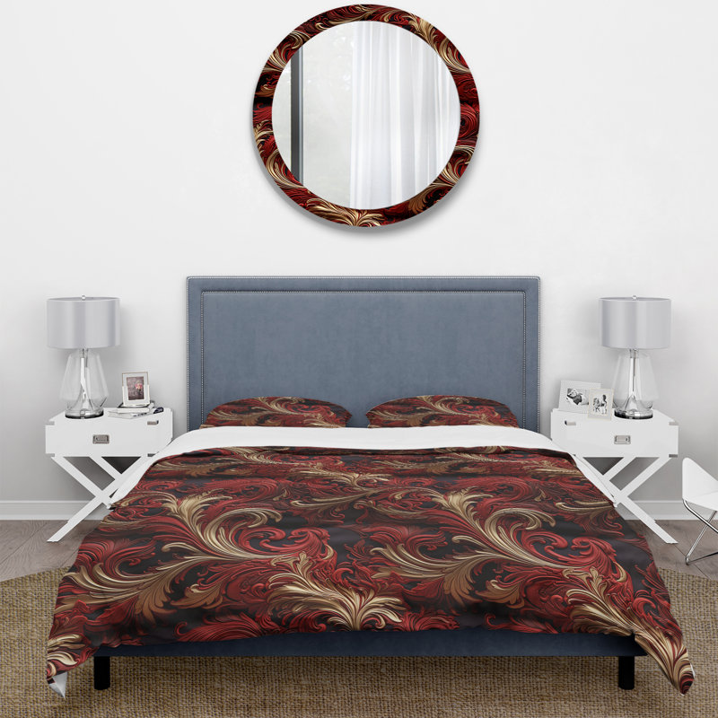 Literie Opulent Baroque Scrolls Victorian Pattern, Housse de couette pour très grand lit et 2 très