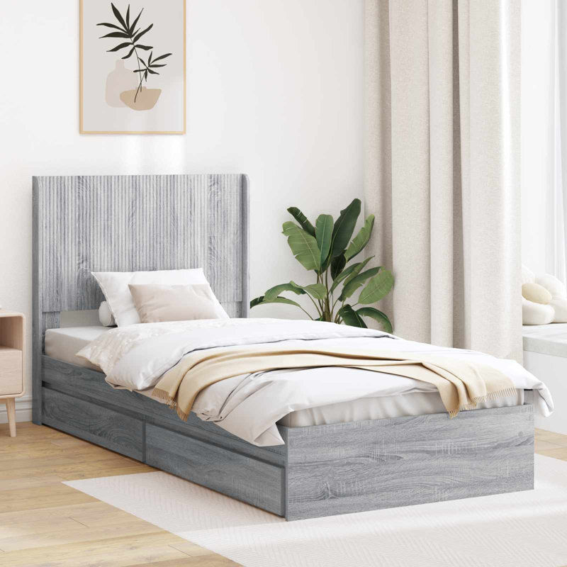Bed, 140 x 190cm, Grey Sonoma