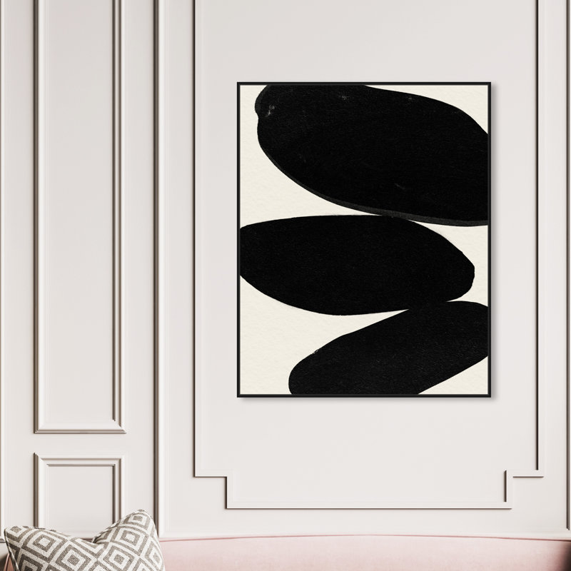 «Beige and Black Abstract Modern» par Oliver Gal, reproduction sur toile flottante, Noir, H 46 po x l 37 po