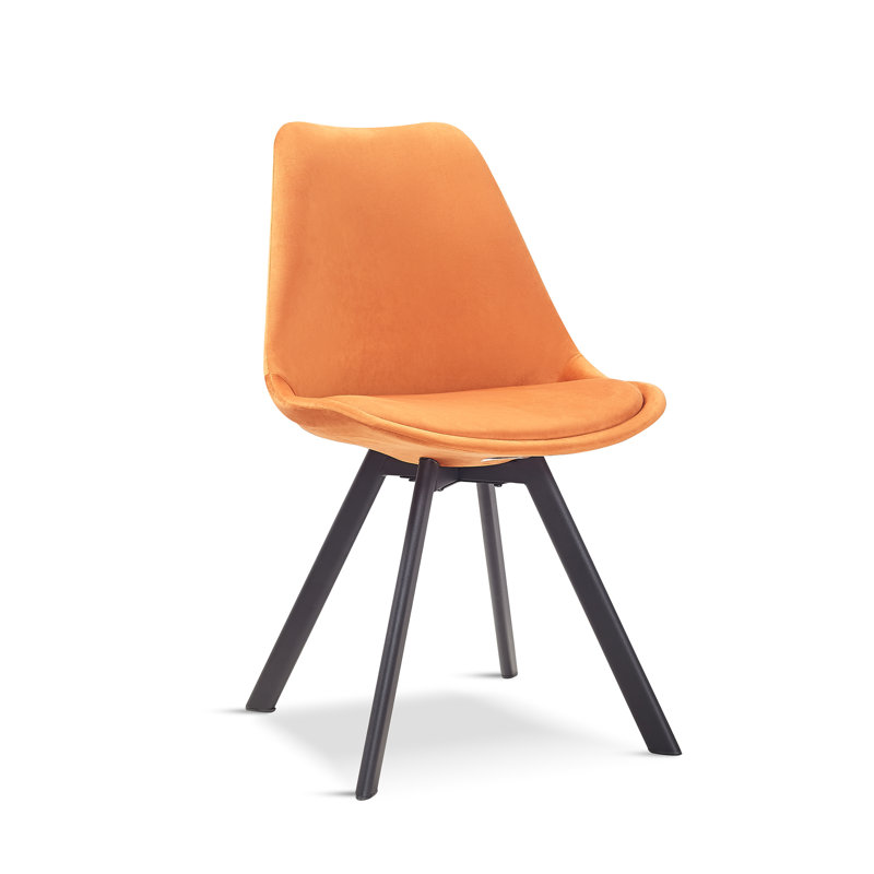4 Rivas Velvet Upholstered Dining Chairs, Orange, 4