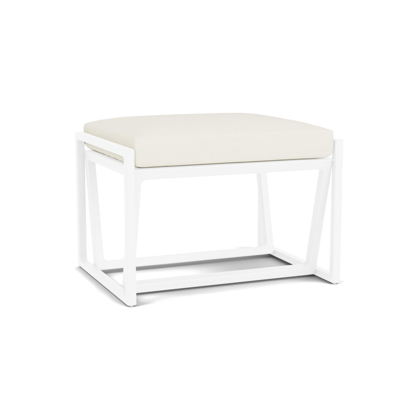 Summit Outdoor Ottoman, White, Sailcloth Salt