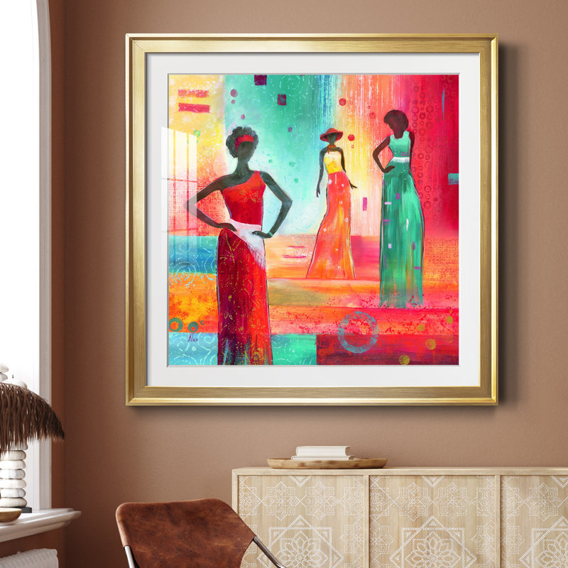 Strike a Pose I - peinture encadrée, Papier encadré doré, H 34,5 po x l 34,5 po x P 1,5 po