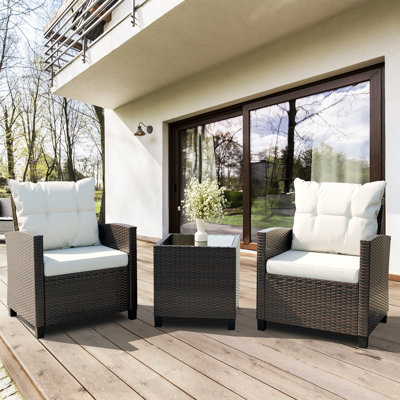 Arlayne 2 - Person Outdoor Rattan Patio Set with Cushions by Lark Manor