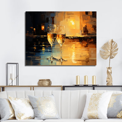 Verre à champagne Golden Fizz I - Champagne, art mural