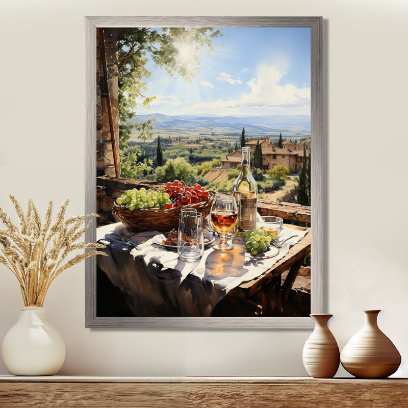 Vineyard Rendezvous In Rioja I - Décoration murale vignoble, Cadre simple argenté, H 44 po x l 34 po x P 1,5 po