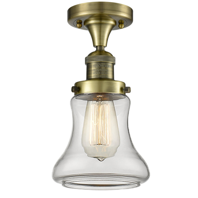 Plafonnier semi-encastré à 1 lumière Edda, Laiton antique, Transparent, Ampoule DEL 6 watts Vinage