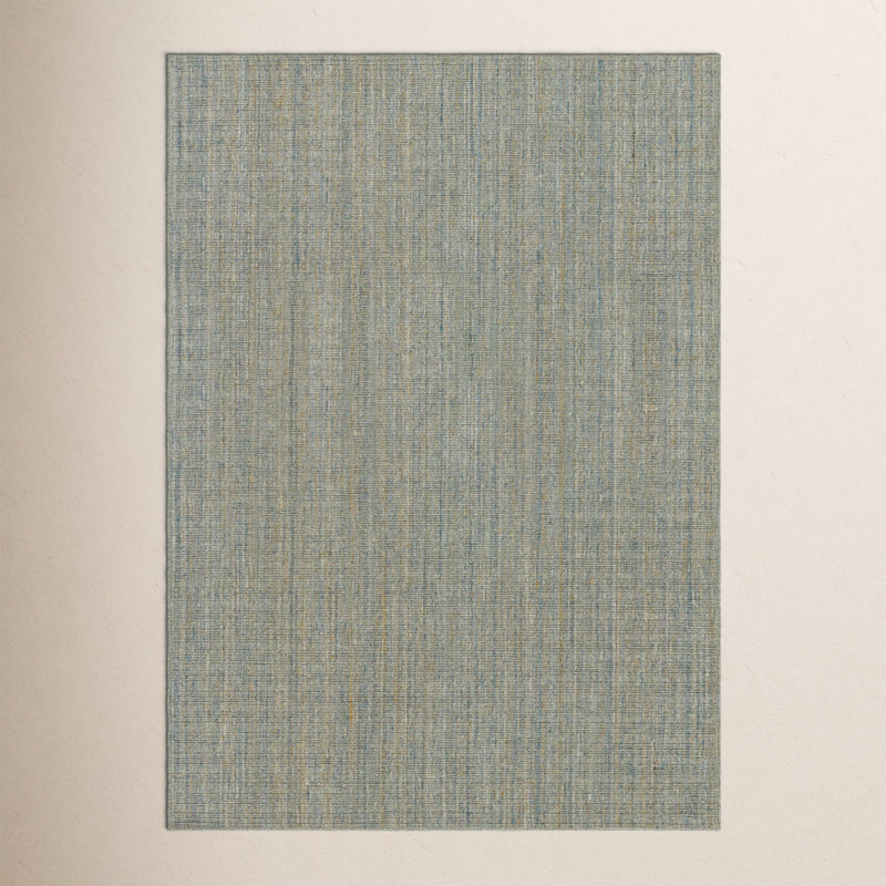Tapis rayé bleu tissé à la main Lido, Rectangle 8 pi x 10 pi