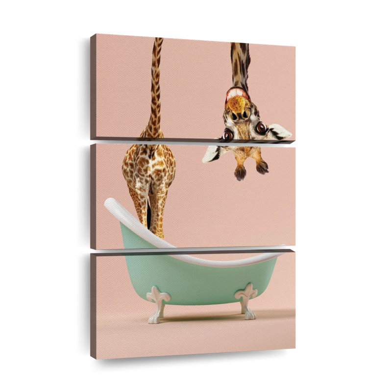 «Bathaign Animal Silly Giraffe», ensemble de 3 toiles tendues, H 57 po x l 36 po x P 1,25 po