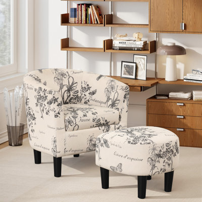 Fauteuil d'appoint rembourré et moelleux moderne de 65 cm de large avec repose-pieds