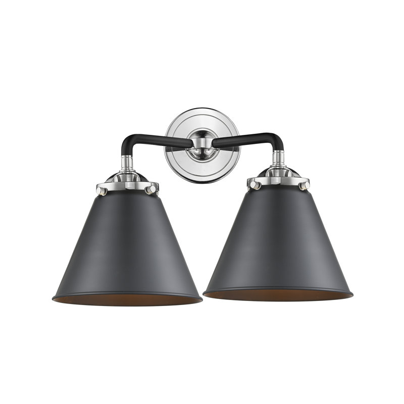 Éclairage pour salle de bain 2 lumières Donovan, Incandescente, Noir mat, Nickel noir poli