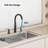 High Arc Kitchen Sink Faucet Kitchen Faucet 3 Holes With Pull Down Spray Head, 2 Handles With 3 Function Spray Heads, Stainless Steel-114043018