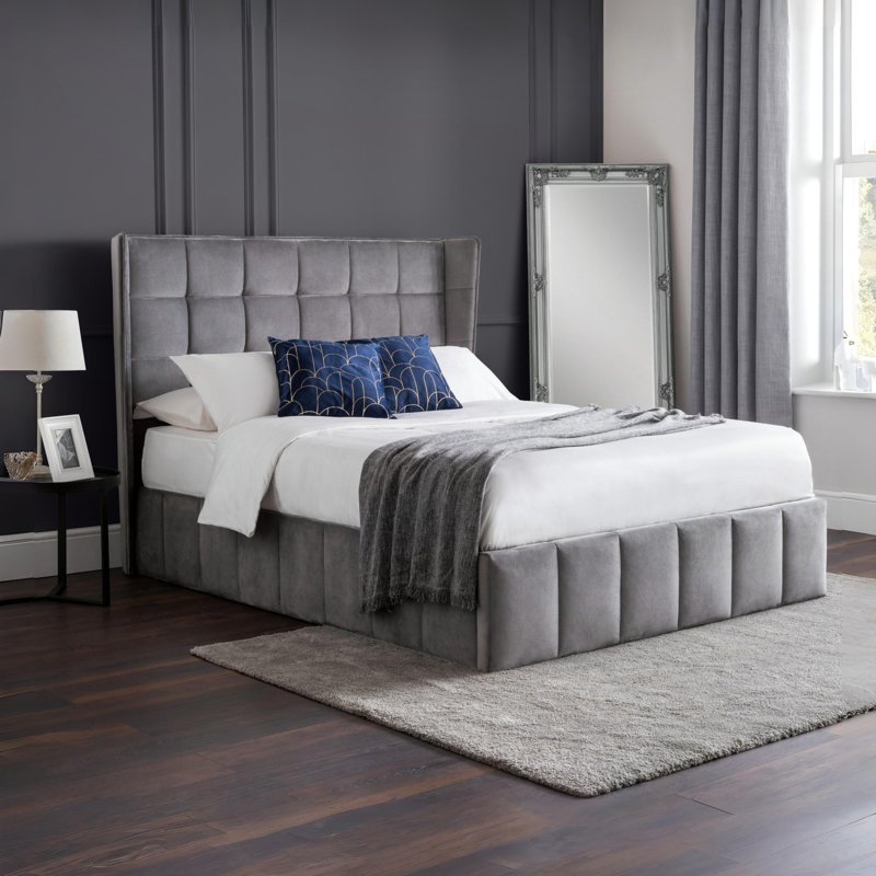 Bormann Upholstered Storage Bed, Double (4'6), Grey