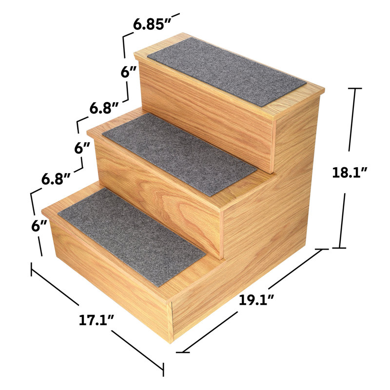 Escalier pour chien 3 pièces Deluxe Deluxe, Chêne moyen
