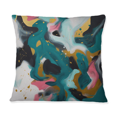 Coussin Turquoise et rose Abstract Serenity I