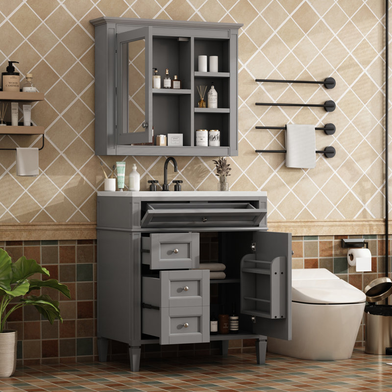 Rangement de salle de bain Saîten, Gris