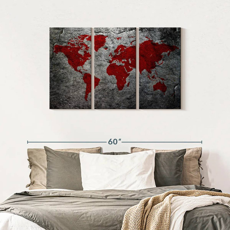 «Boulder World Map», reproduction sur toile, H 28 po x l 45 po x 1,25 po