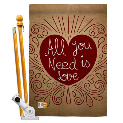 Tout ce dont vous avez besoin est love spring, un polyester de 2 côtés 40 x 28 po. ensemble de drapeau