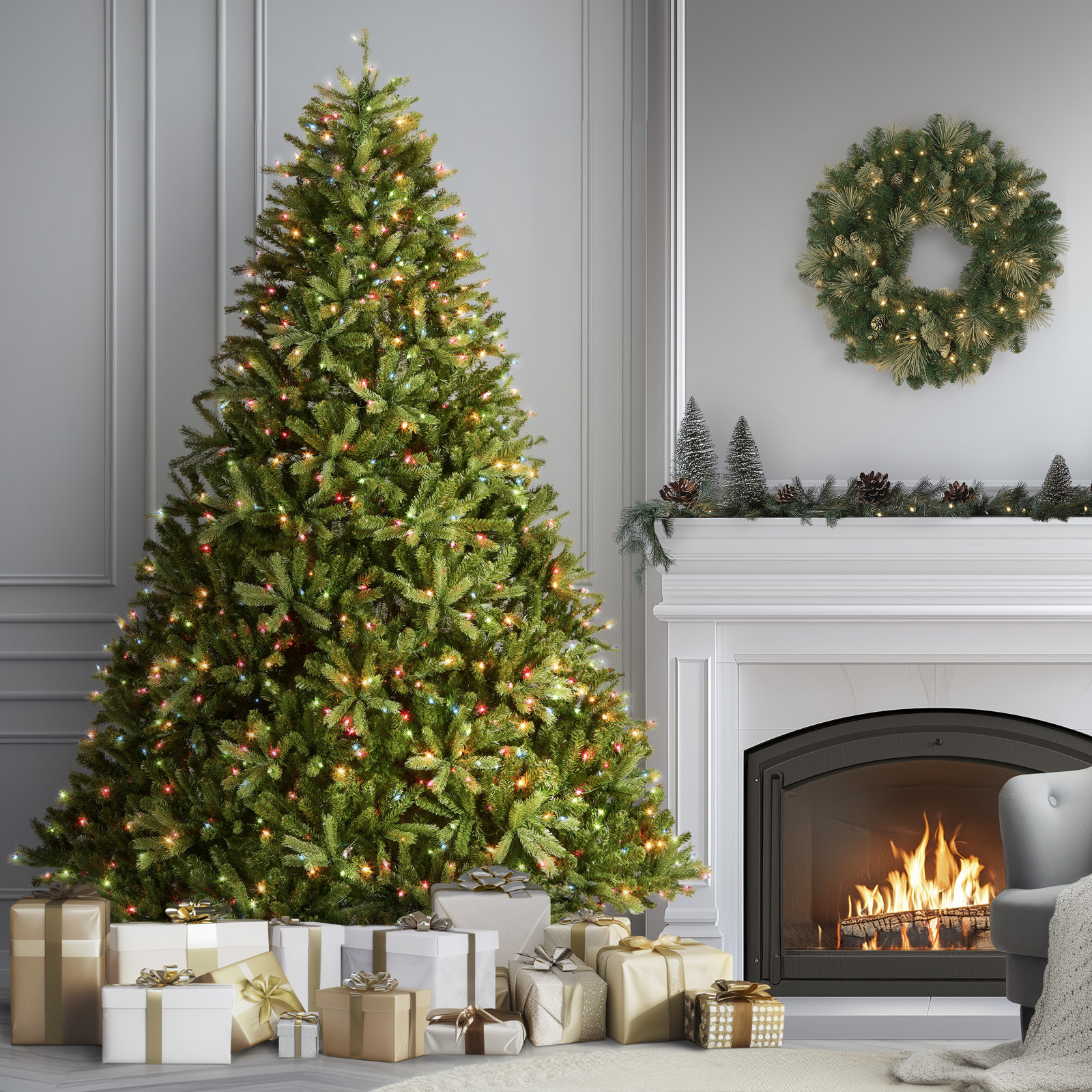 Jersey 5.4' Pre-Lit Fir Christmas Tree, 7.5' H