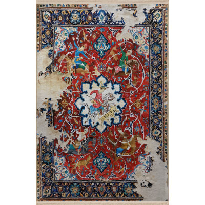 Tapis décoratif moderne multicolore à motif bourgogne