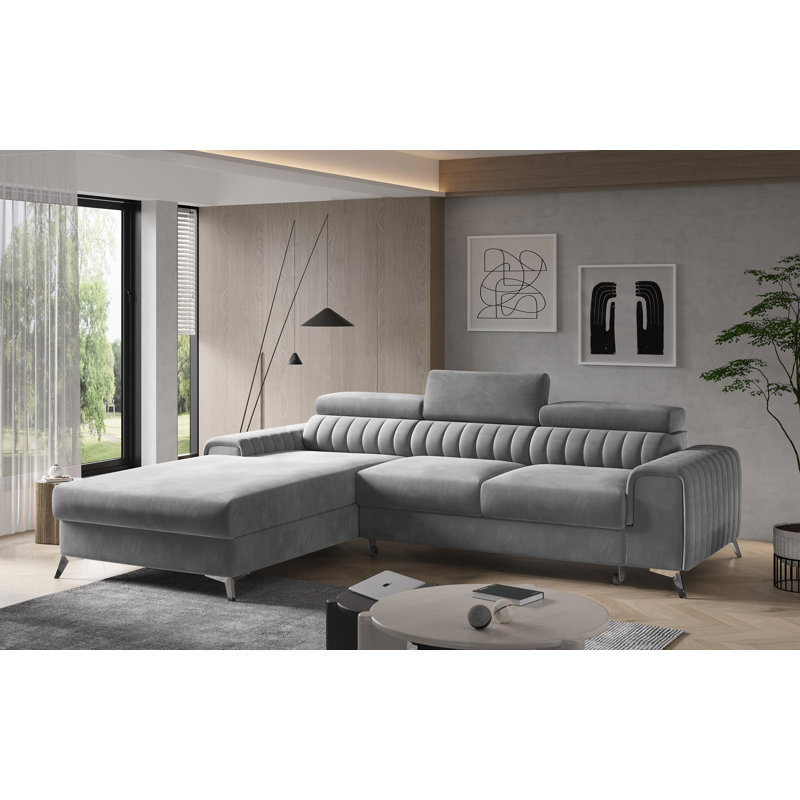 Buyce 3 Seater Corner Sofa , Grey, Left Hand Facing
